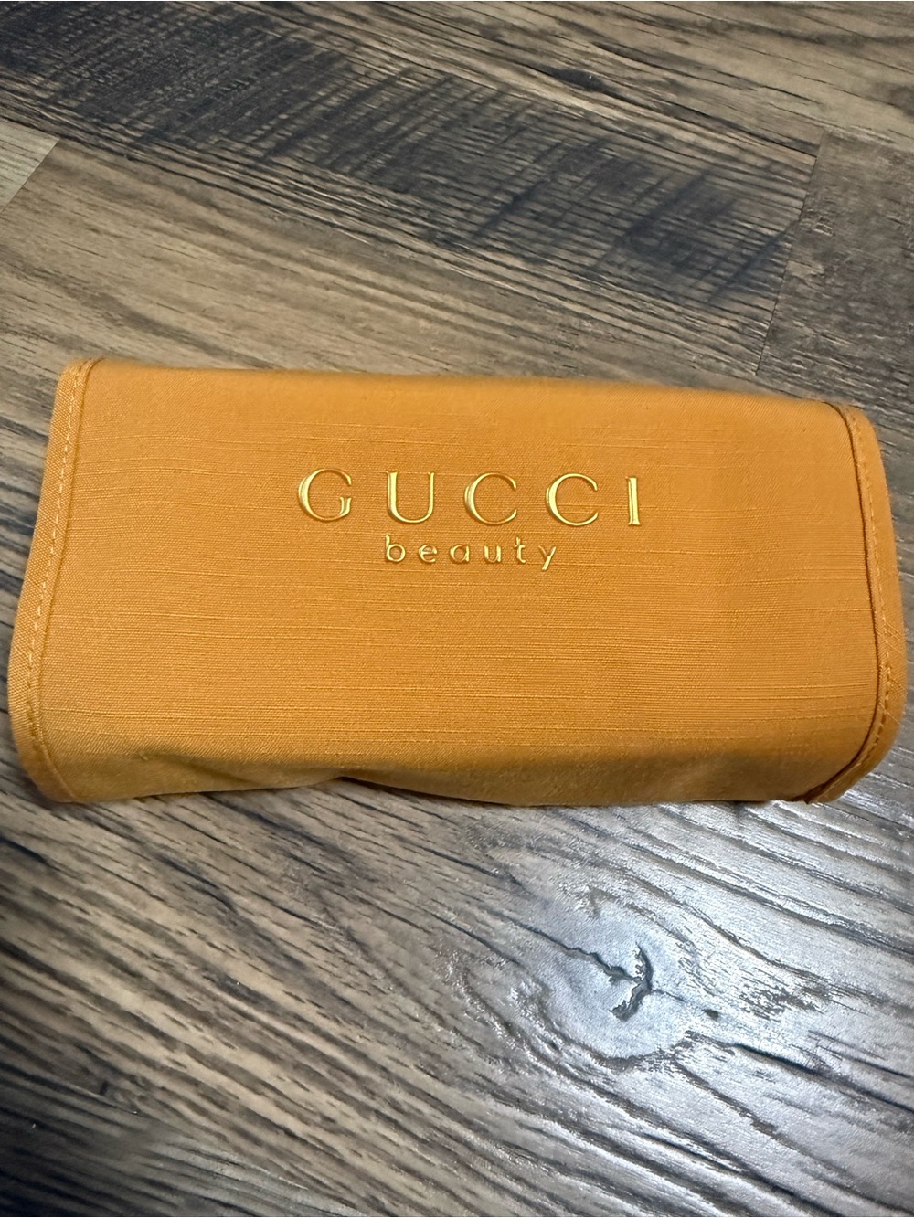 Gucci Orange Beauty Foldable Cosmetic Case with Gold Logo